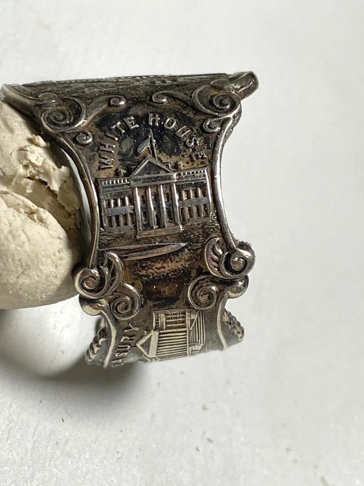 SPOON RING WHITE HOUSE WASHINGTON DC US TREASURY MT VERNON BAND STERLING SILVER (1 of 1)