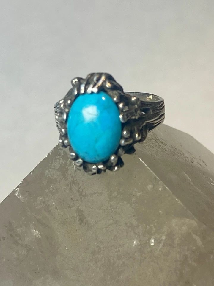 TURQUOISE RING BRUTALIST SOUTHWEST STERLING SILVER WOMEN (1 of 2)