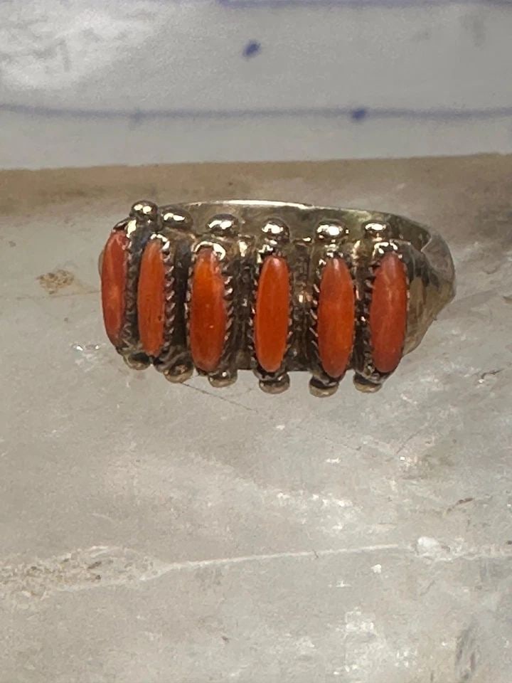 ZUNI RING CORAL NEEDLEPOINT PETITE POINT SIZE 6 STERLING SILVER WOMEN PALOMA (1 of 2)