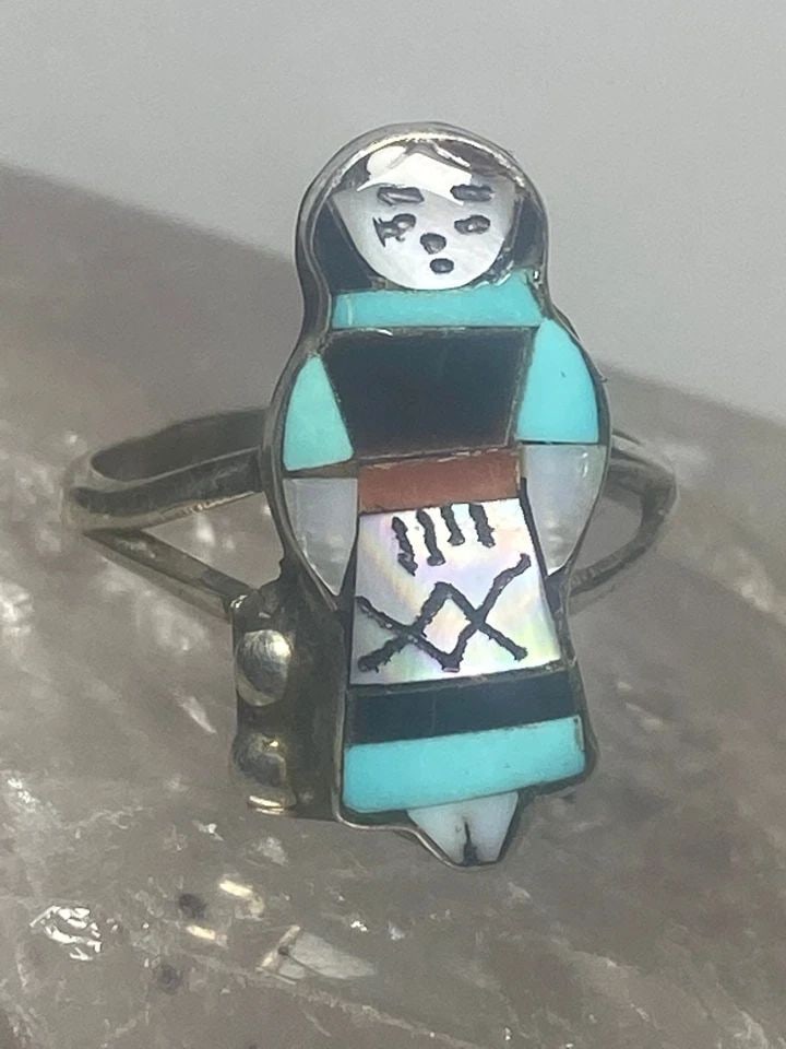 CORN MAIDEN RING SIZE 5.75 STERLING SILVER TURQUOISE MOTHER OF PEARL LADY WOMEN (1 of 2)