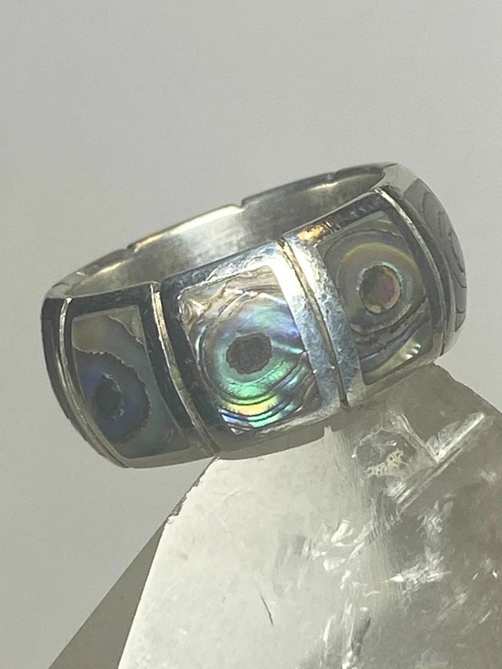 ABALONE RING SHELL PINKY BAND STERLING SILVER WOMEN GIRLS (1 of 1)