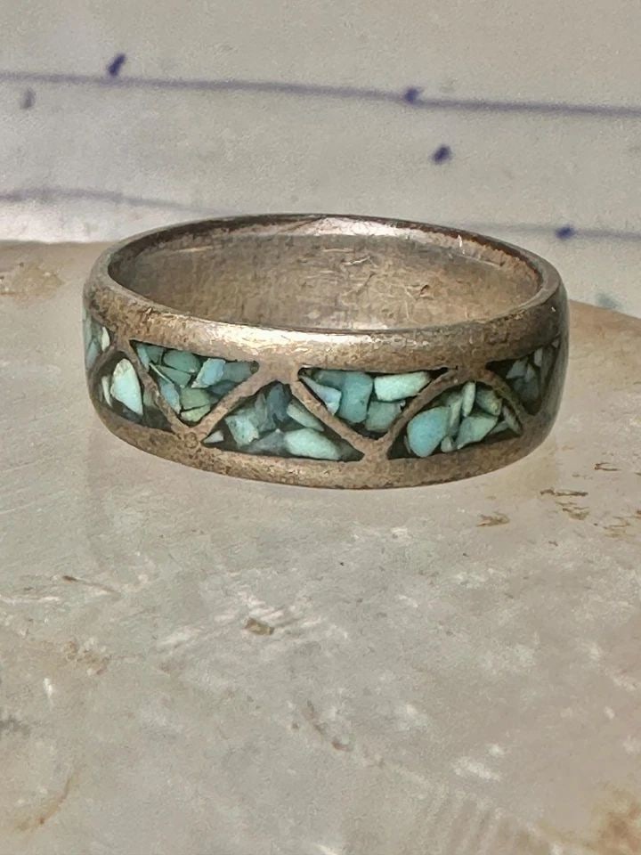 ZUNI RING TURQUOISE WEDDING BAND SIZE 11.25 STERLING SILVER WOMEN MEN: ZUNI RING TURQUOISE WEDDING BAND SIZE 11.25 STERLING SILVER WOMEN MEN Zuni ring turquoise wedding band size 11.25 sterling silver women men Size 11.25 Weight 6.8g Width 1/4"