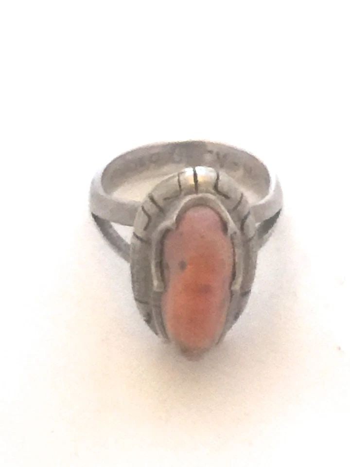 VINTAGE STERLING SILVER SOUTHWEST AGATE RING SIZE 3.5 4G PINKIE UNIQUE STONE (1 of 2)