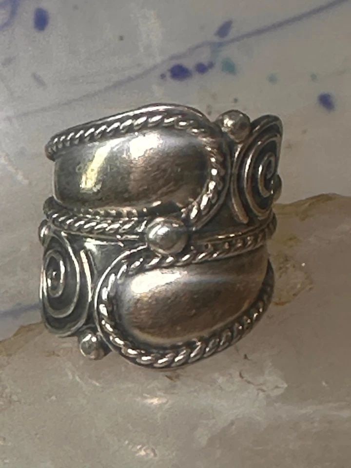 VINTAGE RING CIGAR BAND MEXICO SPIRAL ROPE DESIGN SIZE 6.25 STERLING SILVER WOME (1 of 2)