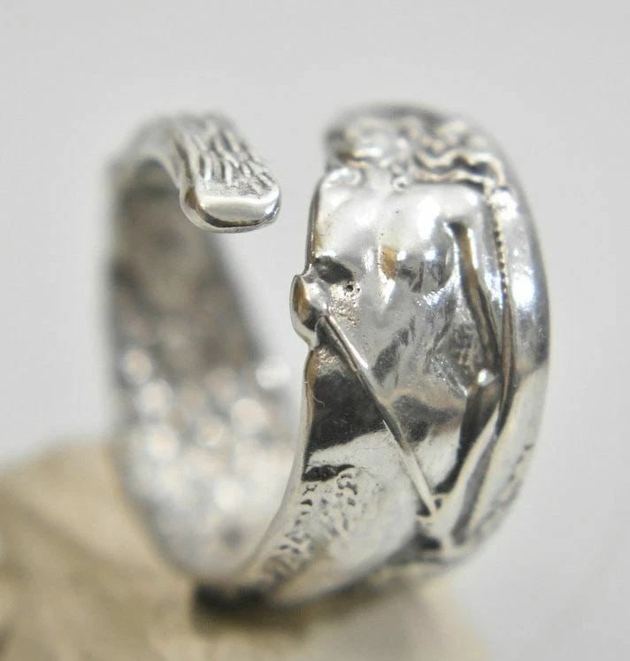 NUDE LADY SPOON RING CANOE PADDLE WAVES SIZE 6.75 (1 of 2)