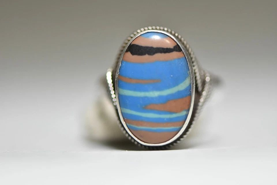 RAINBOW CASILICA RING VINTAGE GEMSTONE SOUTHWEST STERLING SILVER WOMEN GIRLS (1 of 2)