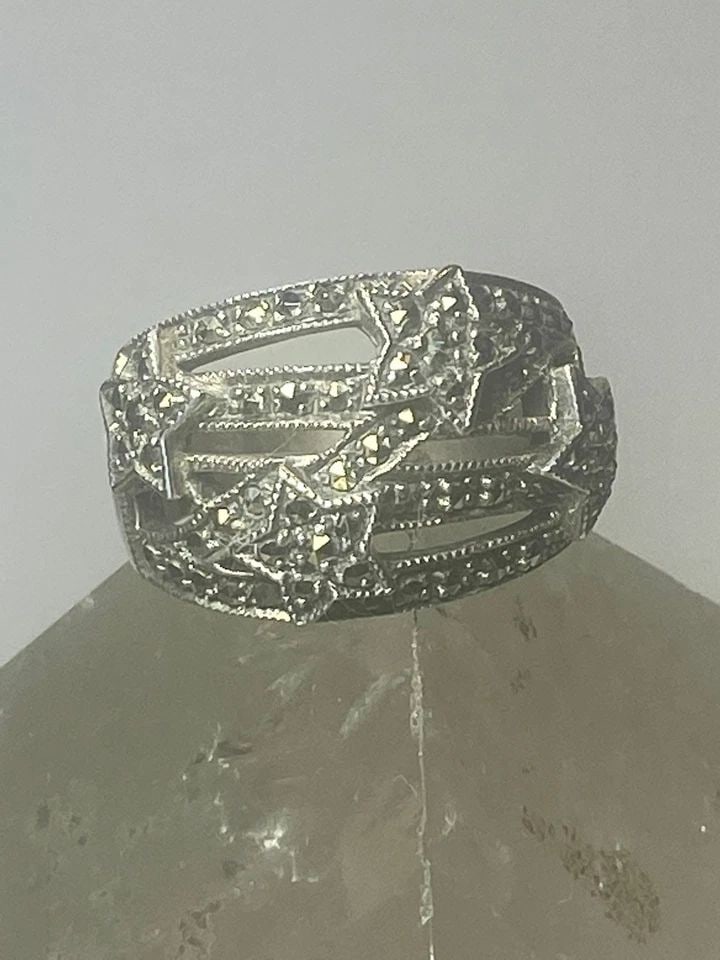 STARS RING MARCASITES CELESTIAL BAND STERLING SILVER WOMEN (1 of 2)