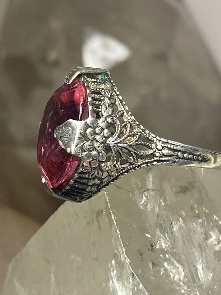 PINK ICE RING SIZE 4.50 ART DECO STERLING SILVER WOMEN GIRLS (1 of 2)