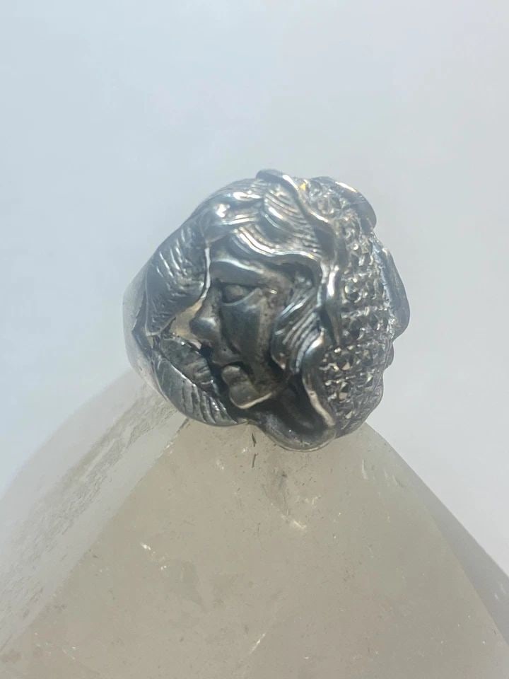 LADY FACE RING ART DECO MARCASITES FLORAL BAND STERLING SILVER WOMEN (1 of 1)