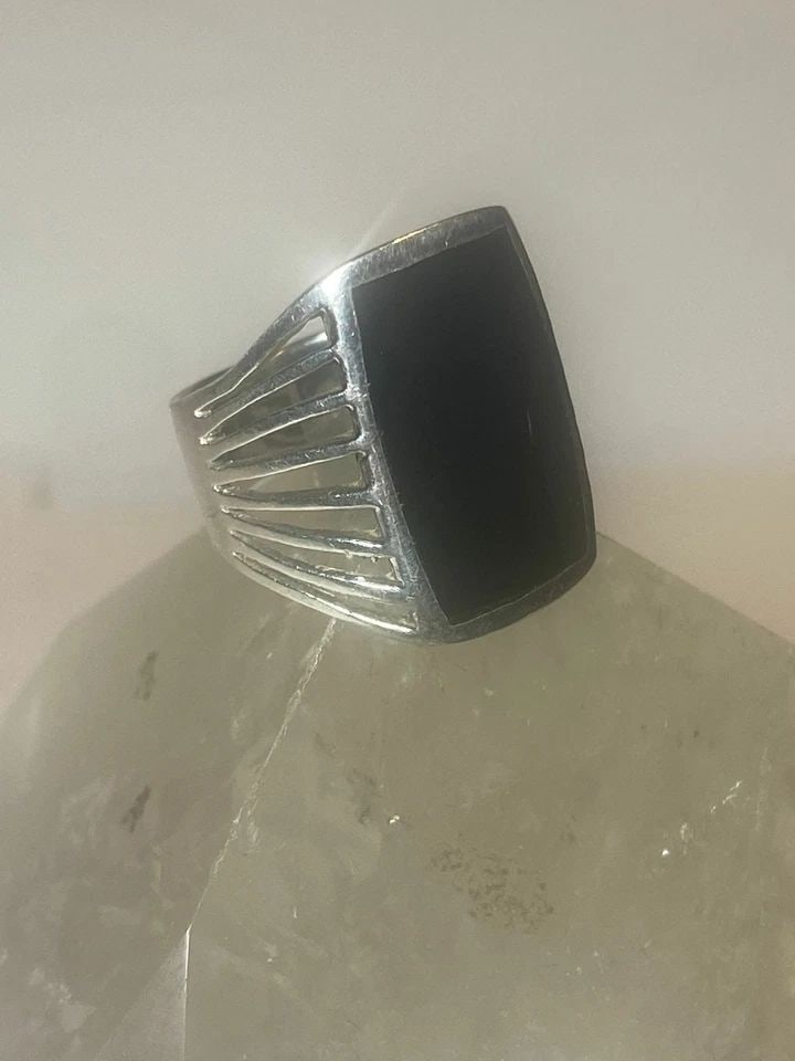 ONYX RING SOUTHWEST BAND WIDE STERLING SILVER WOMEN GIRLS (1 of 1)