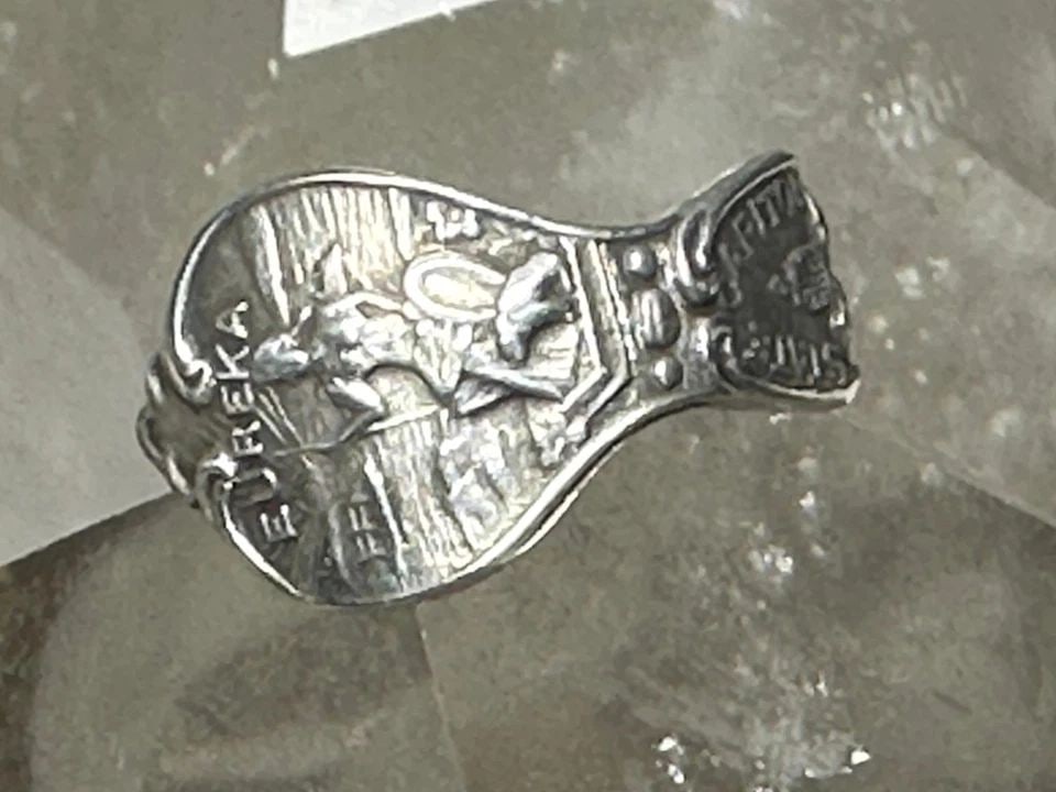 EUREKA CALIFORNIA SPOON RING MISSION RING HUMBOLDT STATE CAPITAL BAND SIZE 5.25 (1 of 2)