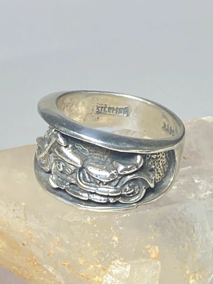 MOTORCYCLE RING BIKER BAND STERLING SILVER WOMEN MEN (1 of 2)
