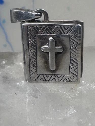 BOOK PHOTO LOCKET CHARM CROSS PENDANT STERLING SILVER WOMEN GIRLS (1 of 2)