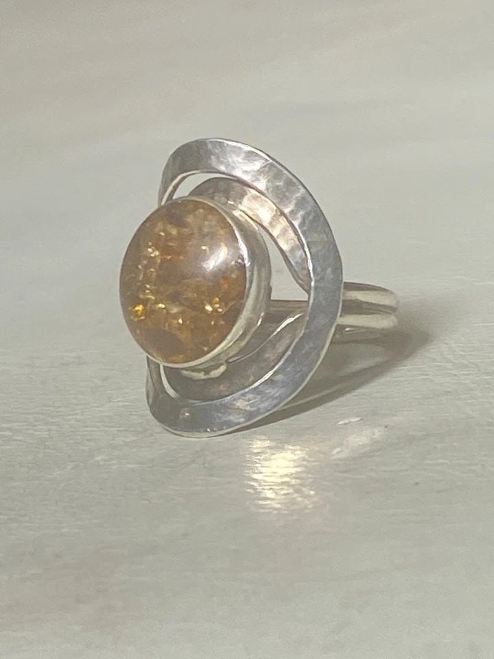 AMBER RING SOUTHWEST SPIRAL BAND STERLING SILVER WOMEN (1 of 2)
