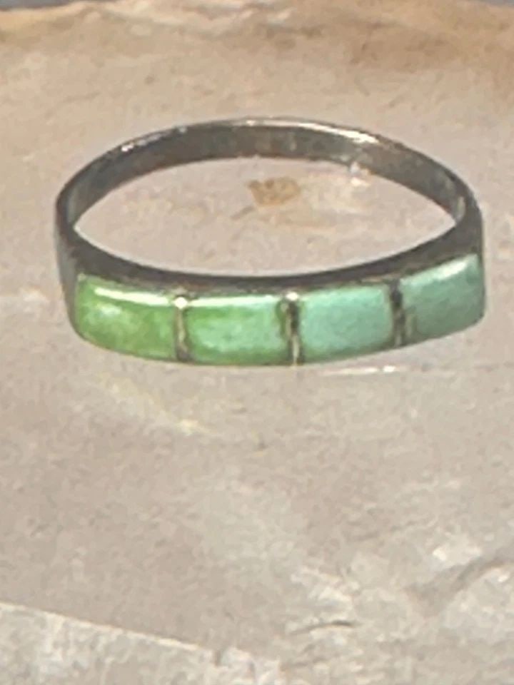 NAVAJO TURQUOISE RING SIZE 5.25 STACKER BAND SOUTHWEST STERLING SILVER WOMEN GIR (1 of 1)