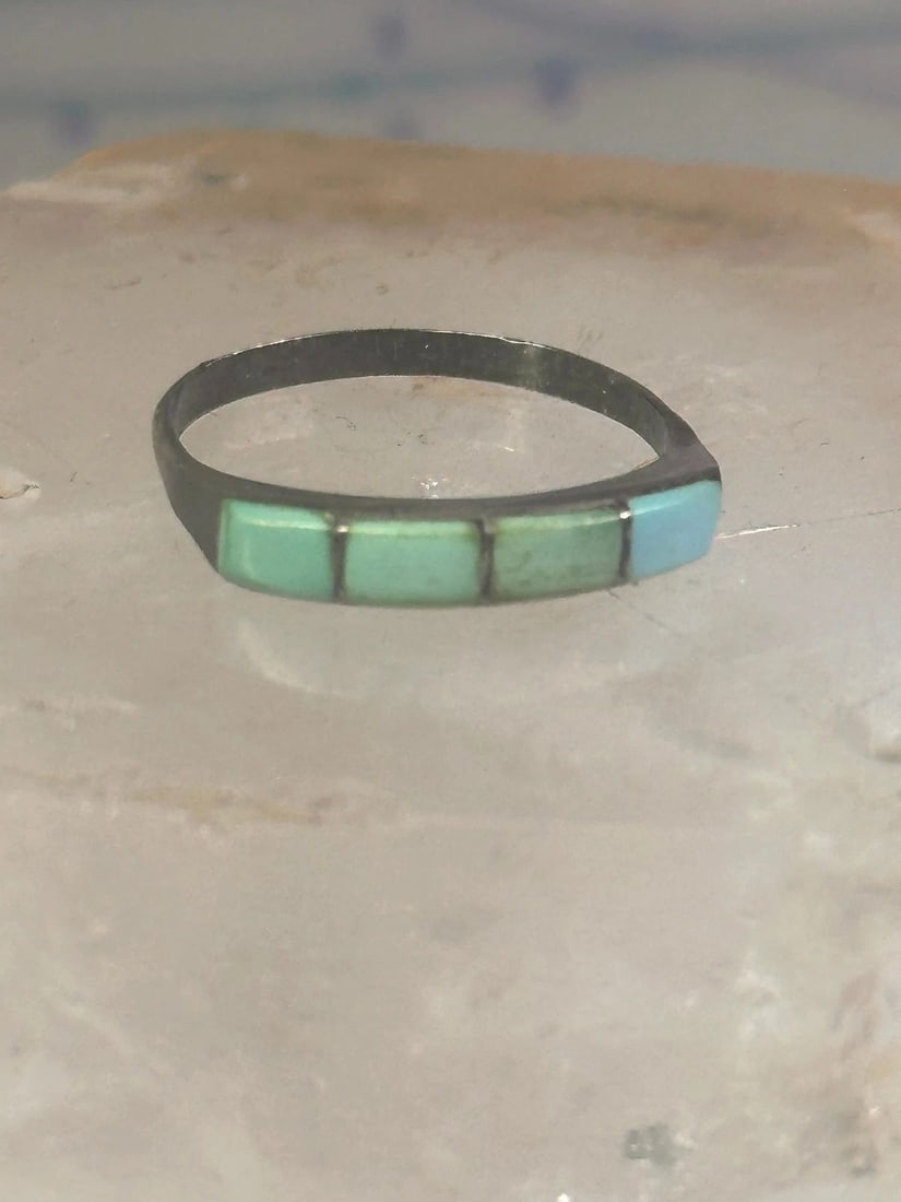 NAVAJO TURQUOISE RING SIZE 5.75 STACKER BAND SOUTHWEST STERLING SILVER WOMEN GIR (1 of 1)