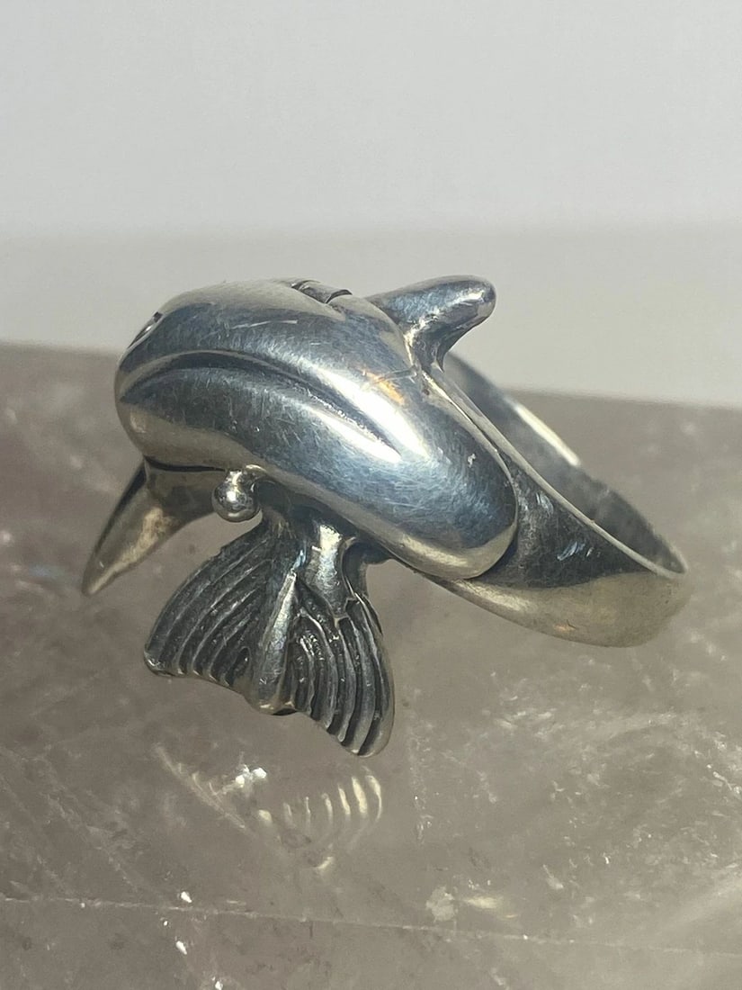 DOLPHIN RING POISON BAND STERLING SILER WOMEN GIRLS (1 of 1)