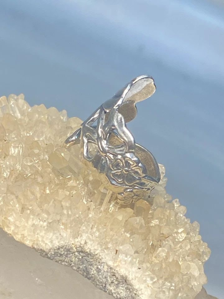 FOUR LEAF CLOVER SPOON RING SIZE 7.50 GOOD LUCK BAND STERLING SILVER WOMEN ADJ (1 of 2)