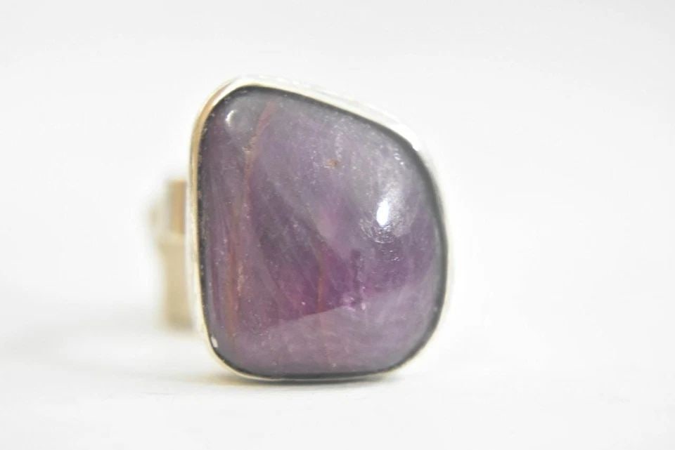 RUBY RING OBLONG BULKY STERLING SILVER BOHO WOMEN SIZE 9 (1 of 2)