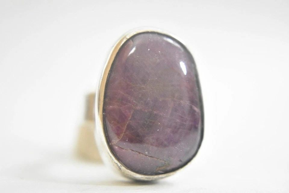 RUBY RING OVAL OBLONG BULKY STERLING SILVER BOHO WOMEN SIZE 5.25 (1 of 2)