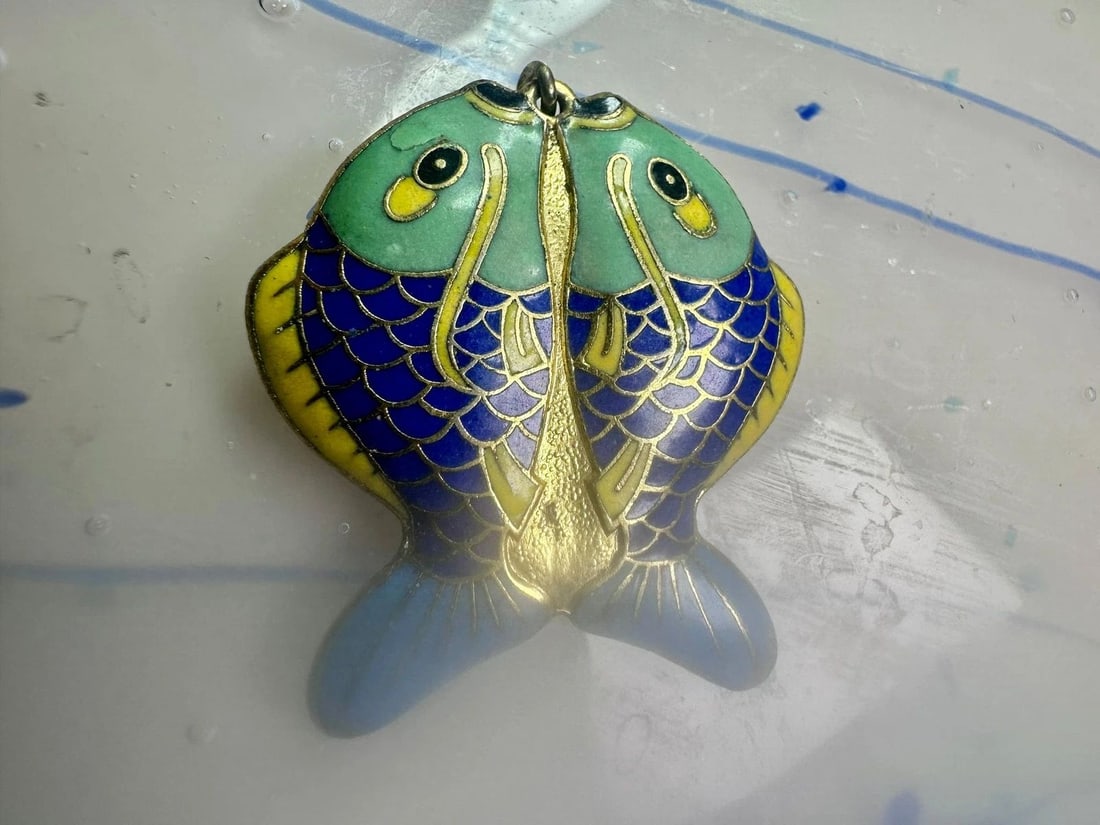 FISH SHAPED CLOISONNE PENDANT DOUBLE SIDED (1 of 1)