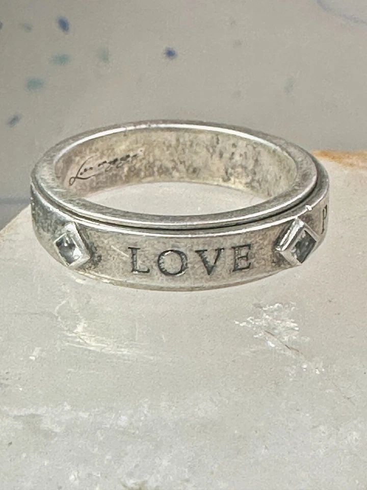 LOVE PEACE HOPE FAITH RING SPINNER BAND LAVAGGI SIZE 9 STERLING SILVER WOMEN (1 of 1)