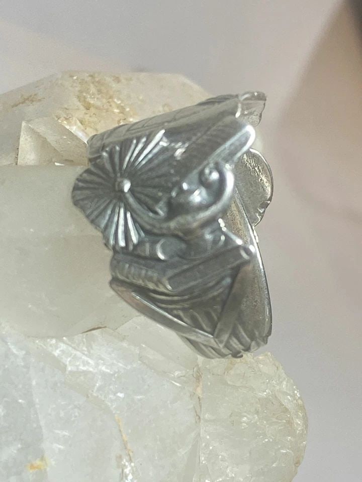 GRADUATION SPOON RING GLOBE BOOKS ALADDIN'S LAMP BAND STERLING SILVER WOMEN GIRL (1 of 1)