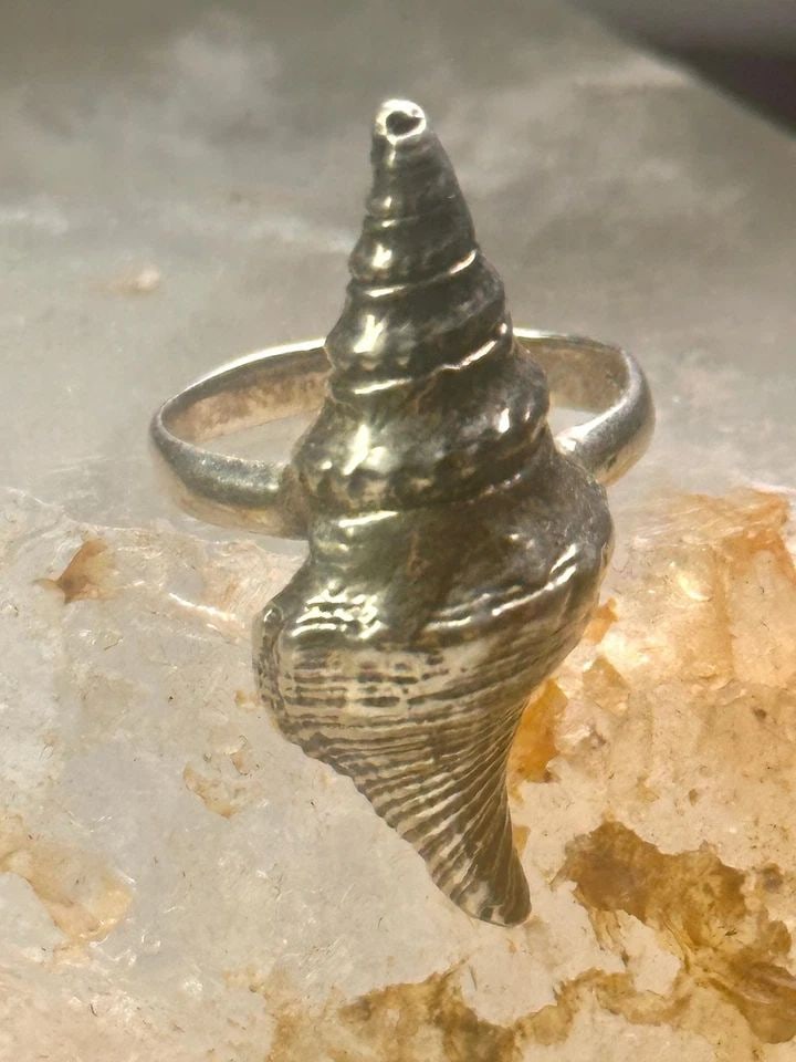 SHELL RING SIGN WASHED ASHORE BAND SNAIL SIZE 7 STERLING SILVER WOMEN (1 of 2)