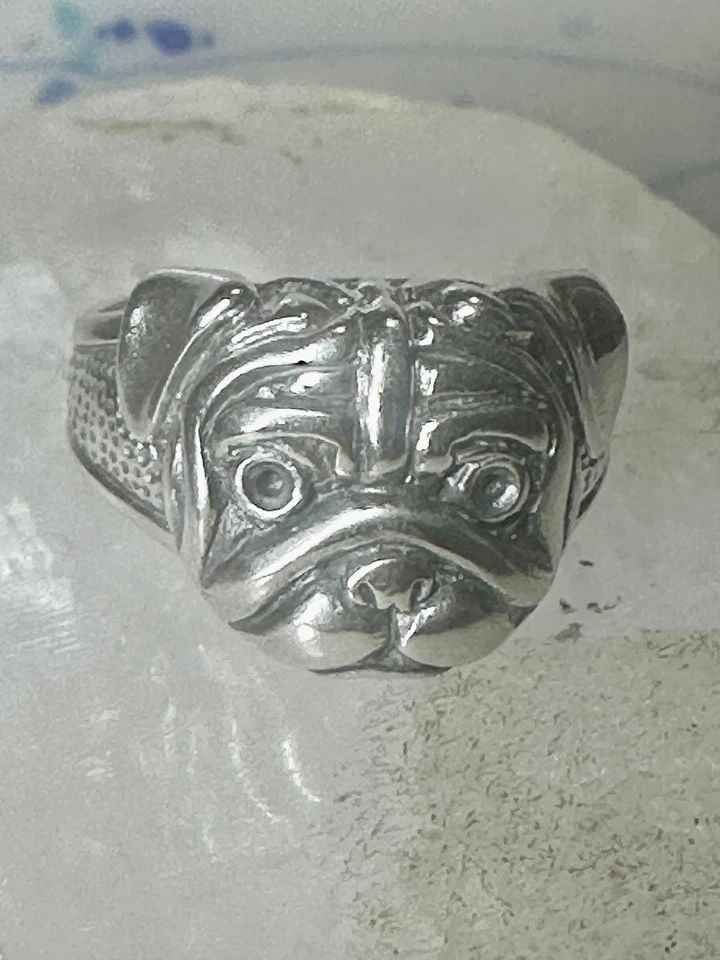 DOG RING BULL DOG BAND SIZE 9.75 STERLING SILVER WOMEN MEN (1 of 2)