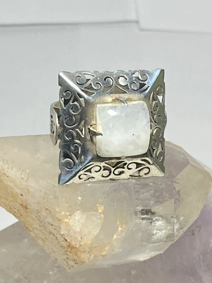 MOONSTONE RING LARGE SQUARE STERLING SILVER WOMEN (1 of 2)