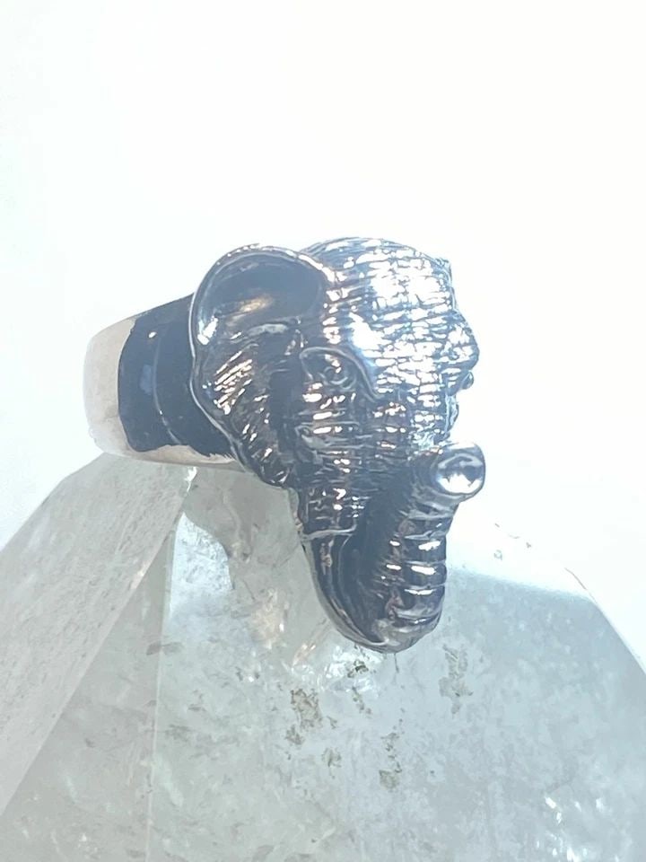 ELEPHANT RING SIZE 8.25 STERLING SILVER GOOD LUCK BAND WOMEN MEN (1 of 2)