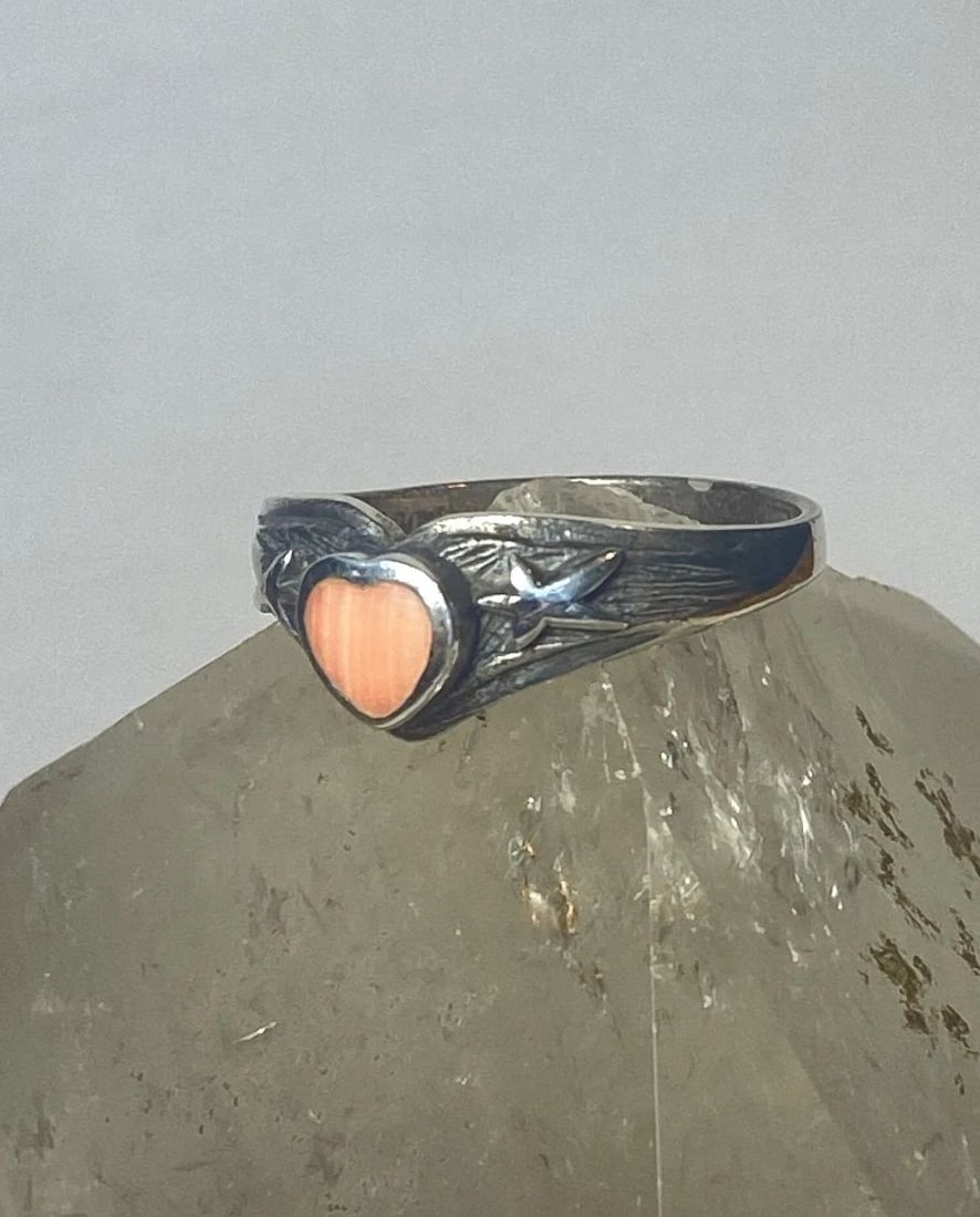 HEART RING STARS LOVE FRIENDSHIP BAND STERLING SILVER SPINY OYSTER GIRLS WOMEN (1 of 1)
