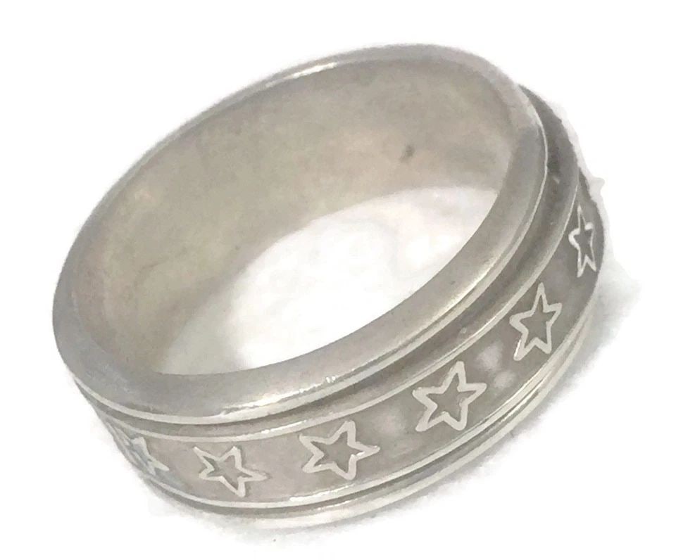 MEN SPINNER STAR BAND RING CELESTIAL VINTAGE STERLING SILVER WOMEN SIZE 12.7 (1 of 2)