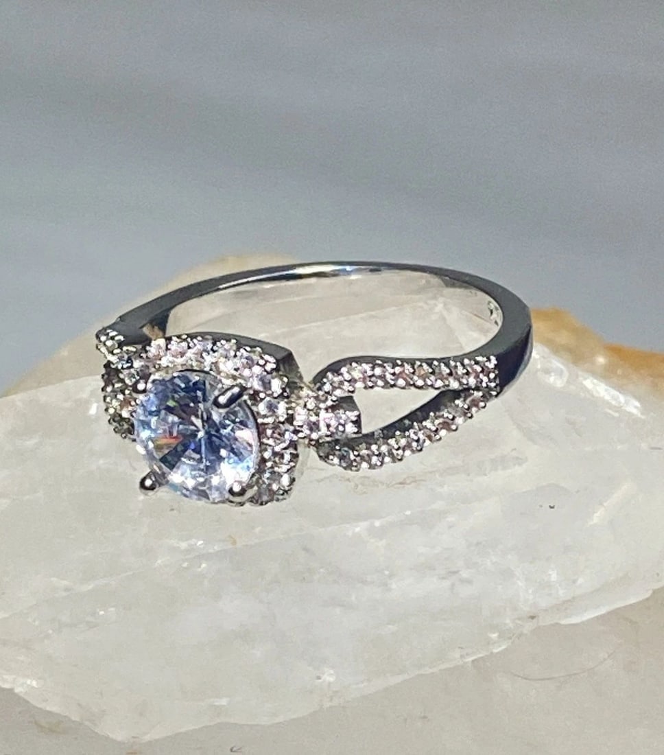 COCKTAIL RING SIZE 9.75 SPARKLING CZ'S EVENING DRESS STERLING SILVER WOMEN GIRL (1 of 1)