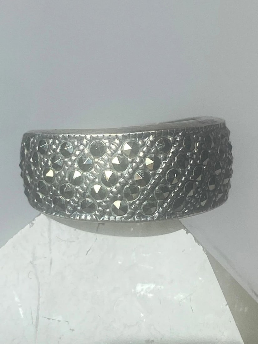 MARCASITE RING JUDITH JACK WIDE BAND STERLING SILVER WOMEN (1 of 1)