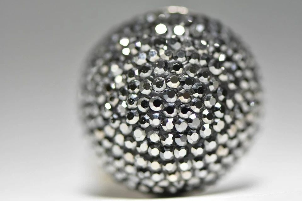 DOME RING ART DECO COCKTAIL BUBBLE BLACK CRYSTALS STERLING SILVER WOMEN SIZE 6.5 (1 of 2)