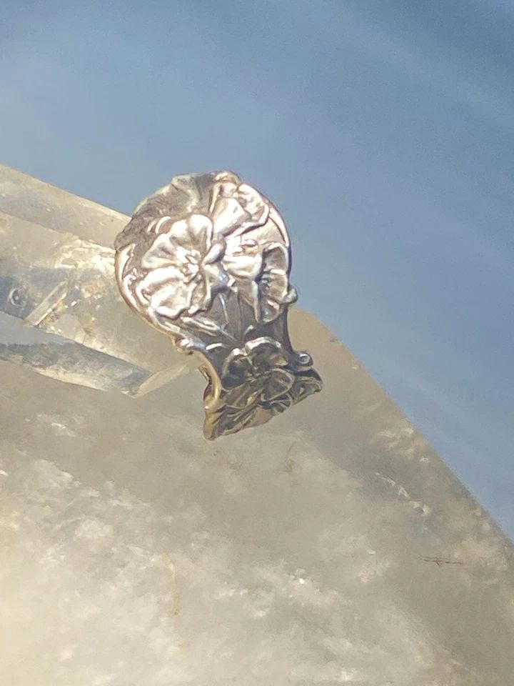 FLORAL SPOON RING SIZE 9.50 FLOWER BAND STERLING SILVER WOMEN GIRLS (1 of 1)