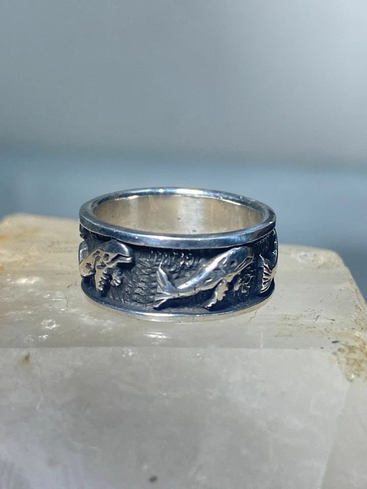WHALE RING SIZE 6.50 WHALES BAND STERLING SILVER WOMEN MEN (1 of 2)