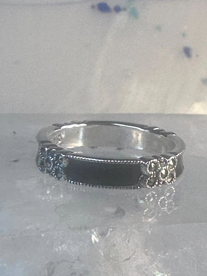 VINTAGE JUDITH JACK RING FLOWER MARCASITE BLACKISH BAND SIZE 6 STERLING SILVER W (1 of 2)