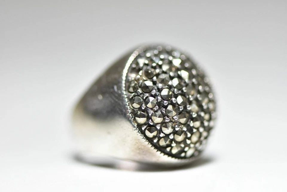DOME MARCASITE RING ART DECO BOHO INFLUENCES WOMEN SIZE 5.75 (1 of 1)