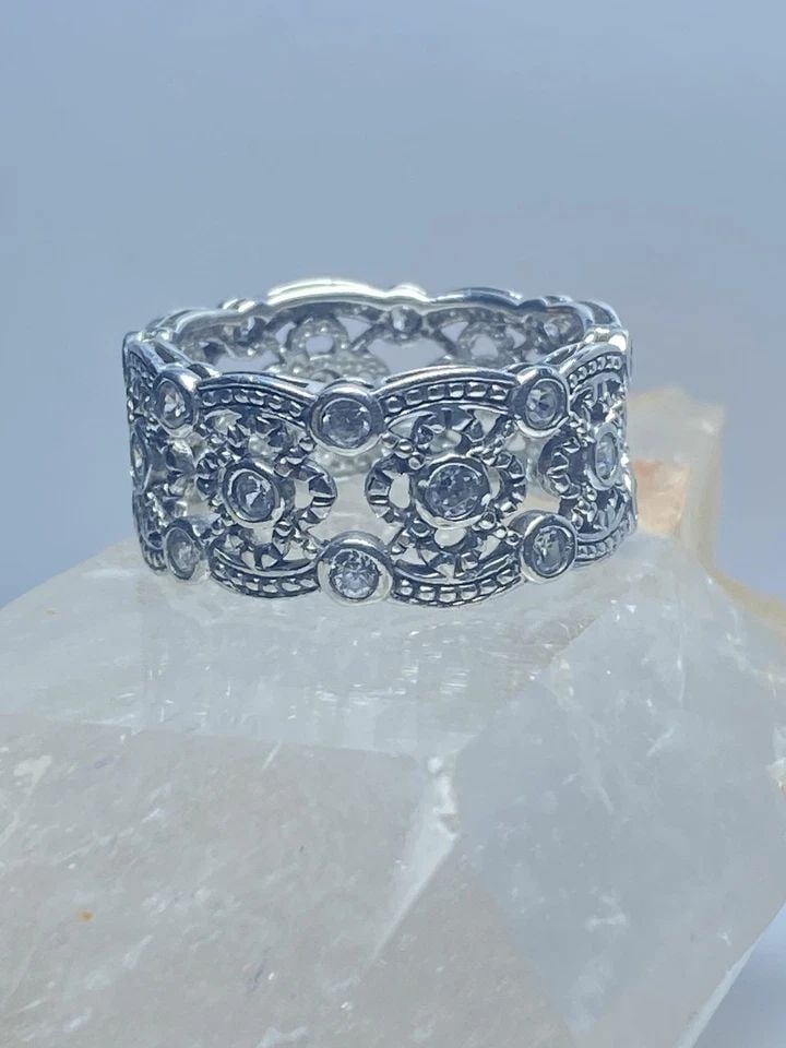 COCKTAIL RING SIZE 6.50 CZ STACKER BAND STERLING SILVER WOMEN (1 of 2)