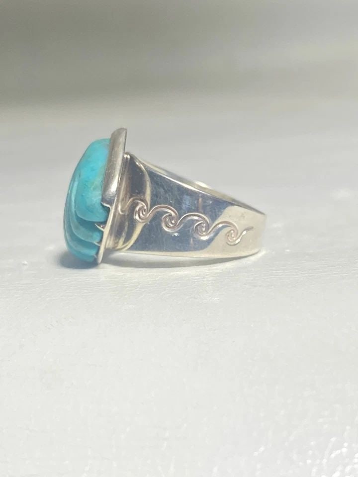 CARVED SHELL SIZE 9.75 CLAM BAND STERLING SILVER WOMEN GIRLS (1 of 2)