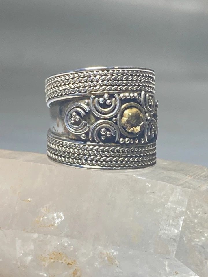 CIGAR BAND SIZE 6.75 WIDE ROPE RING STERLING SILVER WOMEN GIRLS (1 of 2)
