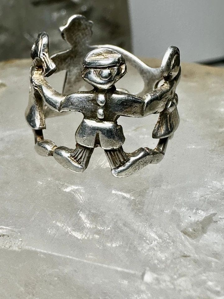 CHILDREN RING TEACHERS BAND FIGURATIVE SIZE 5.50 STERLING SILVER WOMEN GIRLS (1 of 1)