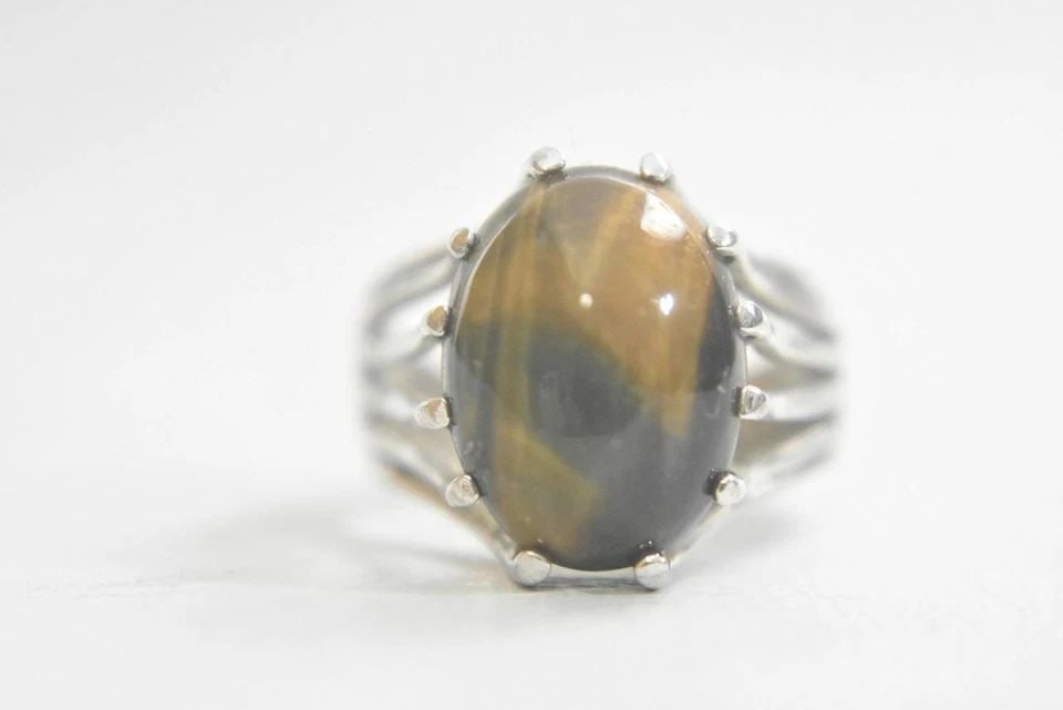 TIGER EYE RING STERLING SILVER BOHO WOMEN SIZE 6.25 (1 of 2)