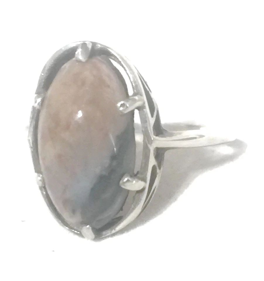 VINTAGE AGATE NATURAL EARTH TONES STERLING SILVER SOUTHWEST WOMEN RING SIZE 8.7: VINTAGE AGATE NATURAL EARTH TONES STERLING SILVER SOUTHWEST WOMEN RING SIZE 8.7 Vintage Natural Earth Tones Agate Ring Size 8.75 Between a Size 8.75 & Size 9 Weight 3g Widest Part of Band 11/16"