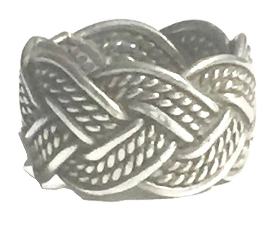 VINTAGE BRAIDED ROPE BAND STERLING SILVER RING BOHO THUMB SIZE 6.25 SOUTHWEST (1 of 2)