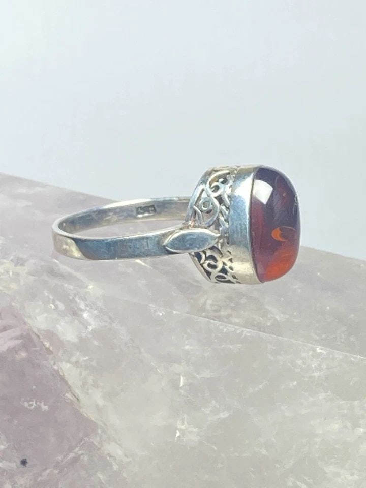 AMBER RING STERLING SILVER LACEWORK WOMEN (1 of 2)