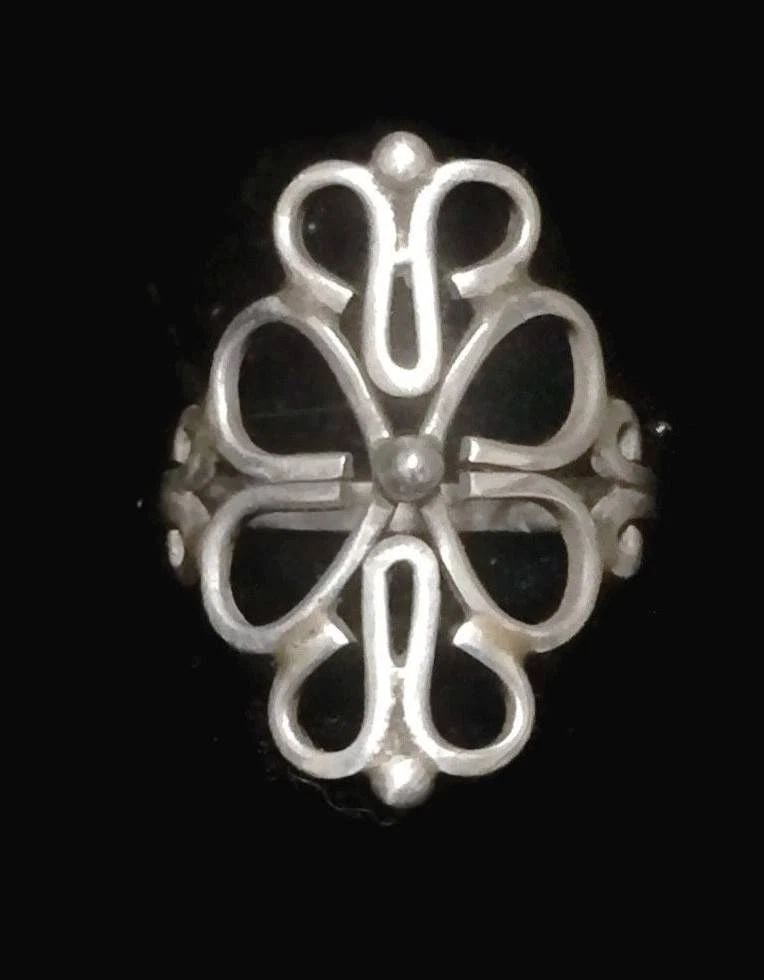 VINTAGE LACEWORK FILIGRE STERLING SILVER RING SOUTHWEST PINKY BAND SIZE 5 MEXICO (1 of 1)