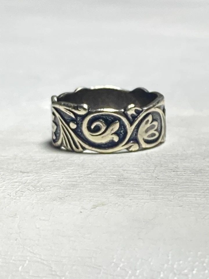 FLORAL RING SCROLL BAND STERLING SILVER WOMEN GIRLS (1 of 1)